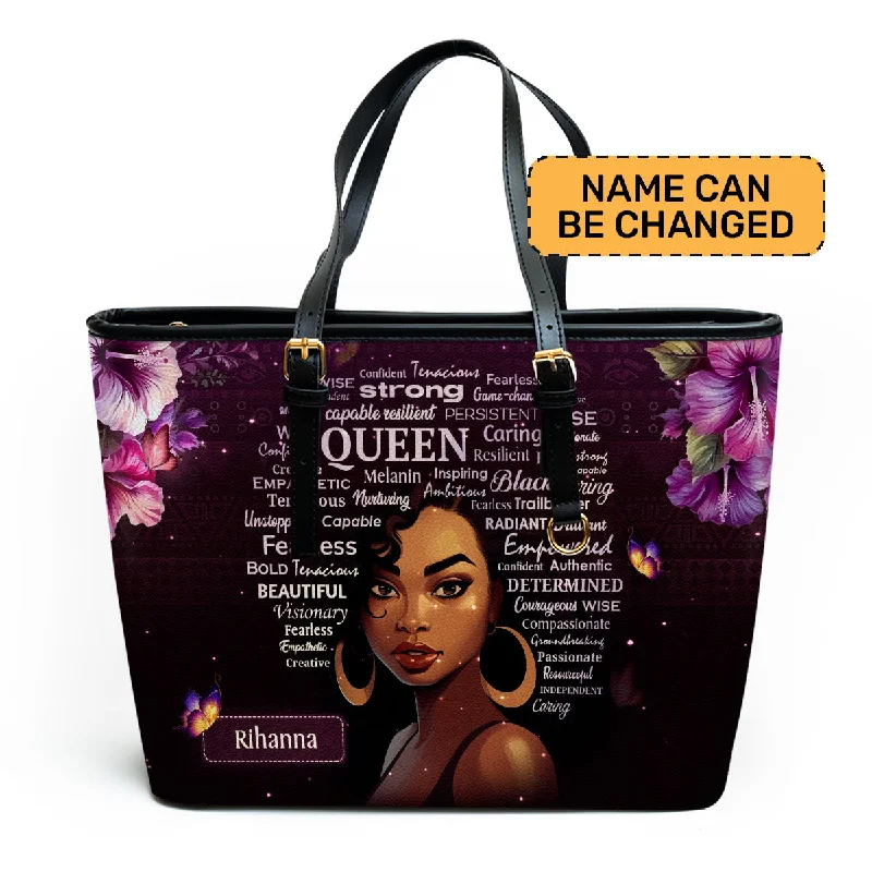 Eco-Friendly Bags With Discounts Black Queen - Personalized Leather Totebag SB37