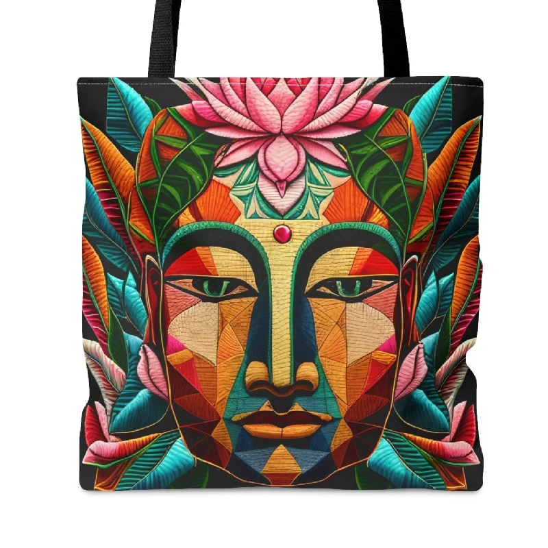 Luxury Bags For Working Professionals Buddha Face Pink Lotus Tote