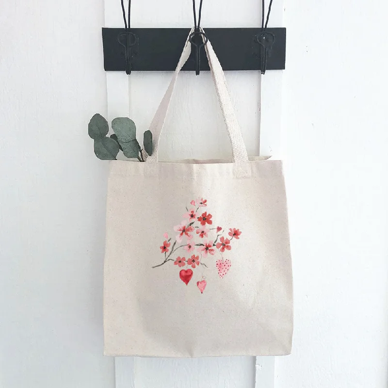 Inspired Bags For Modern Sophistication Cherry Blossom Heart Branch - Canvas Tote Bag