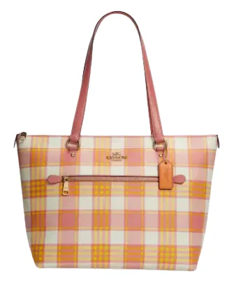 Party Bags For New Year's Eve And Special Occasions Coach Gallery Tote With Garden Plaid Print