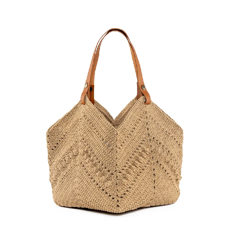 Seasonal Clearance Bags For Summer Daniela Knotted Crochet Tote Tan