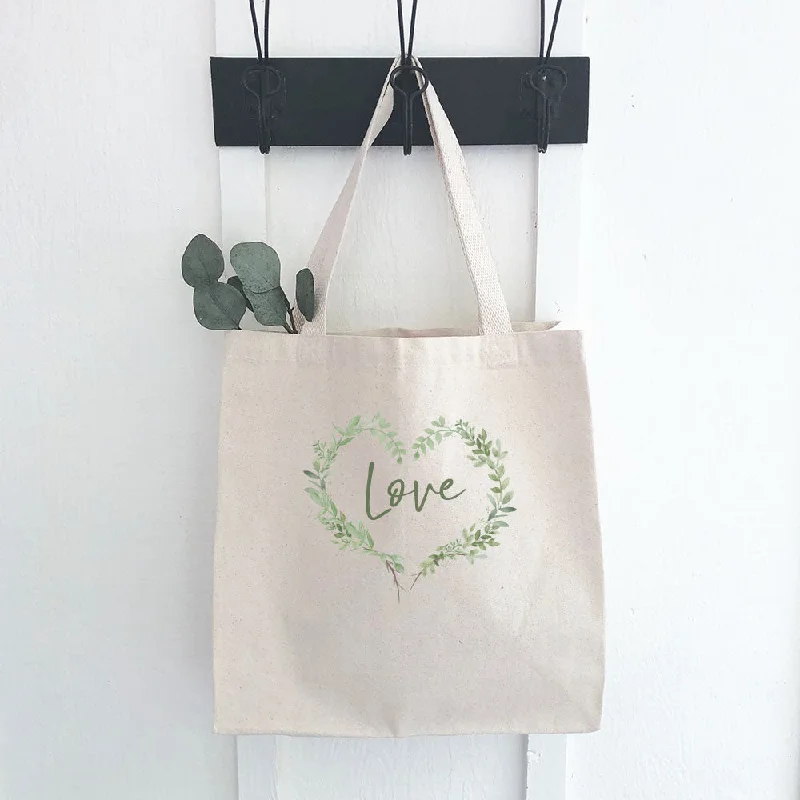 Bags For Free-Spirited And Artistic Styles Love Greenery Heart Wreath - Canvas Tote Bag