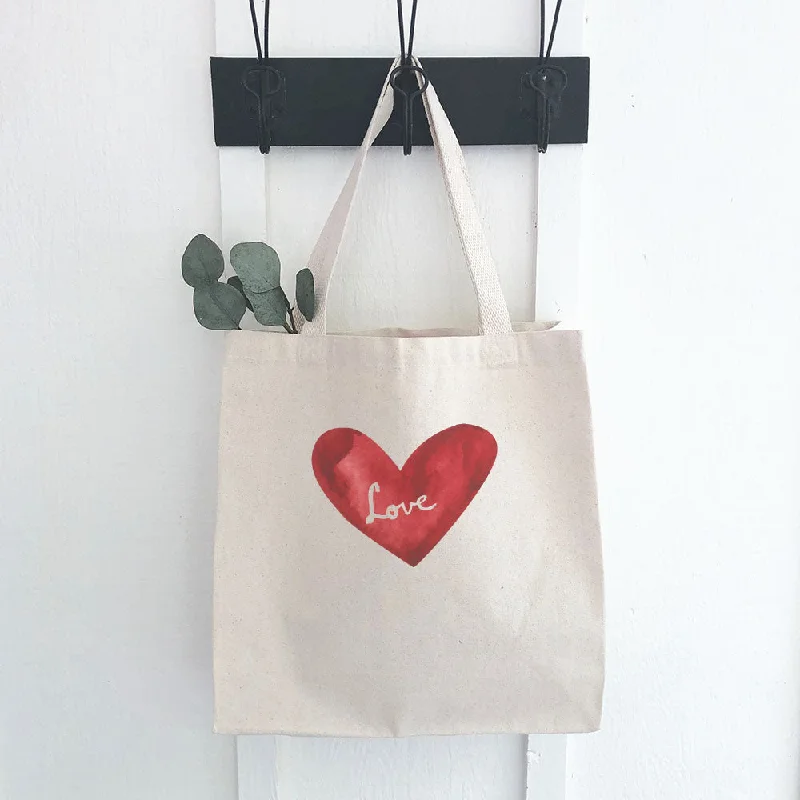 Bags For Personalized Gifts Watercolor Love Heart Red - Canvas Tote Bag