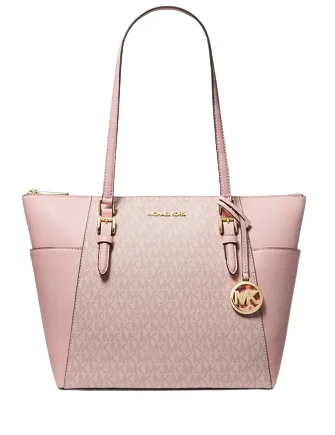 Stylish Bags For Fashion Influencers And Bloggers Michael Michael Kors Charlotte Large Logo and Leather Top Zip Tote Bag