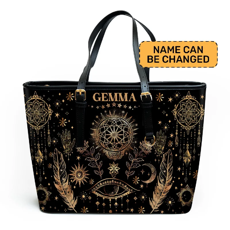 Bags With Limited-Time Deals Mystic Moon And Sun - Personalized Leather Totebag SBLTBPN909L