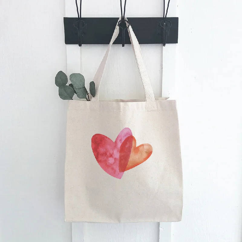 High-Quality Bags On Flash Sale Orange and Pink Double Heart - Canvas Tote Bag