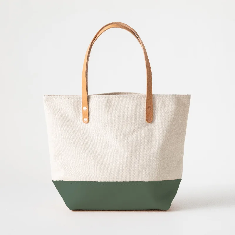 Stylish Yet Affordable Bags Studio Green and Natural Canvas Panel Tote