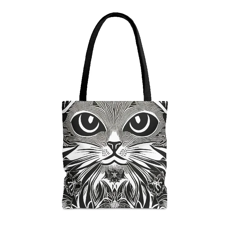 Everyday Bags For Work, School, Or Errands Tattoo Cat Face Tote