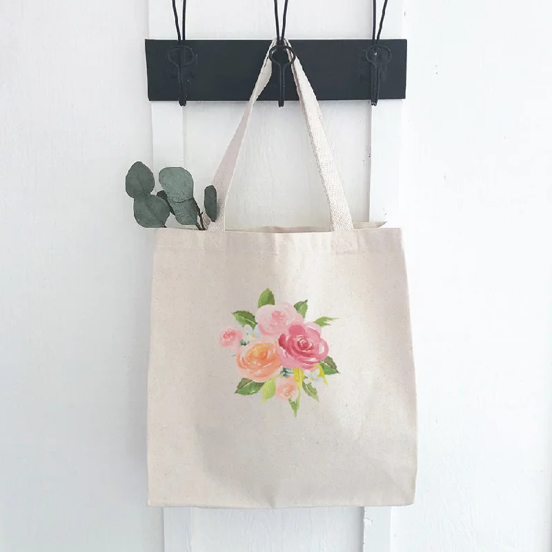 Trendy Festival Bags With Limited-Time Offers Watercolor Rose Bouquet - Canvas Tote Bag