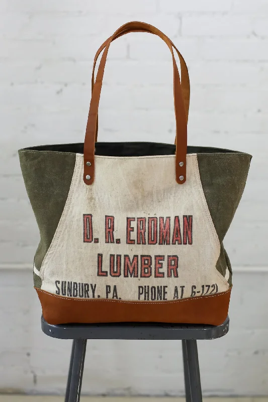 Elegant And On-Sale Evening Bags WWII era Salvaged Canvas and Work Apron Tote Bag