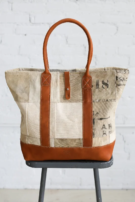 Bags With Discounts WWII era Salvaged Canvas Patchwork Tote Bag