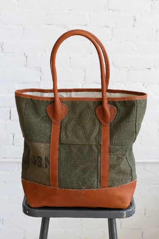 Stylish Yet Affordable Bags WWII era Salvaged Canvas Patchwork Tote Bag