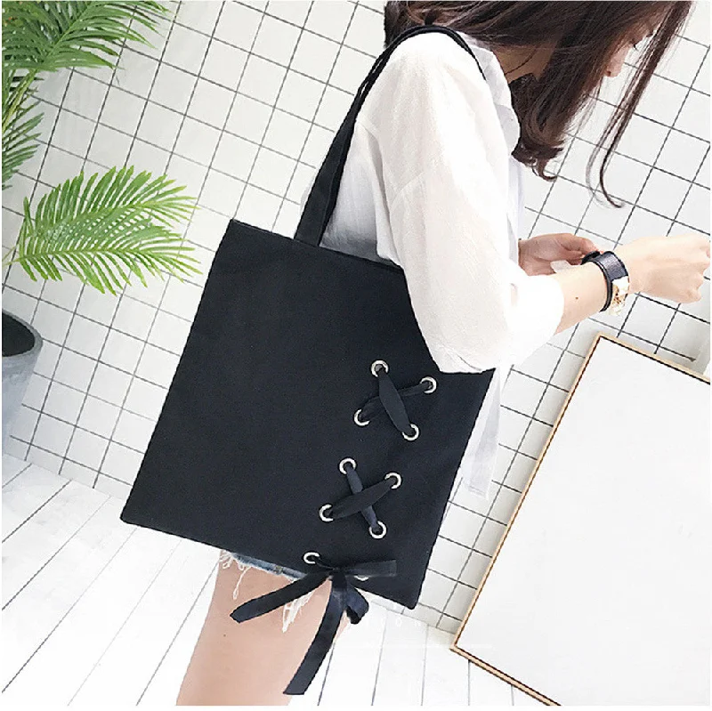 Retro Lovers 2018 New Women's Casual Lace-up Canvas Tote Bag Female Canvas Shoulder Bags crossbody bags for women Beach bag bolso mujer