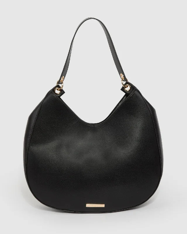 Vintage-Inspired Black Belle Large Hobo Shoulder Bag