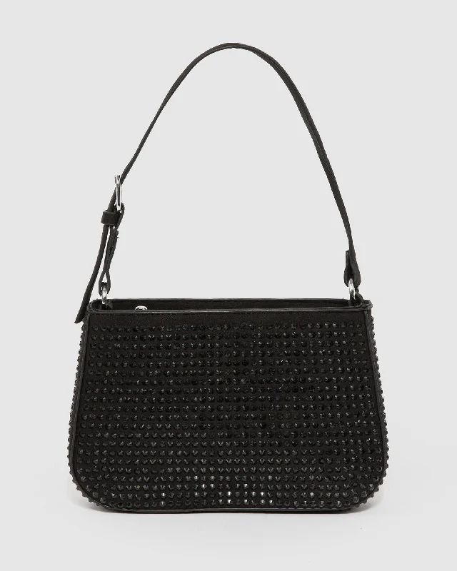 Everyday Bags For Work, School, Or Errands Black Camila Crystal Shoulder Bag