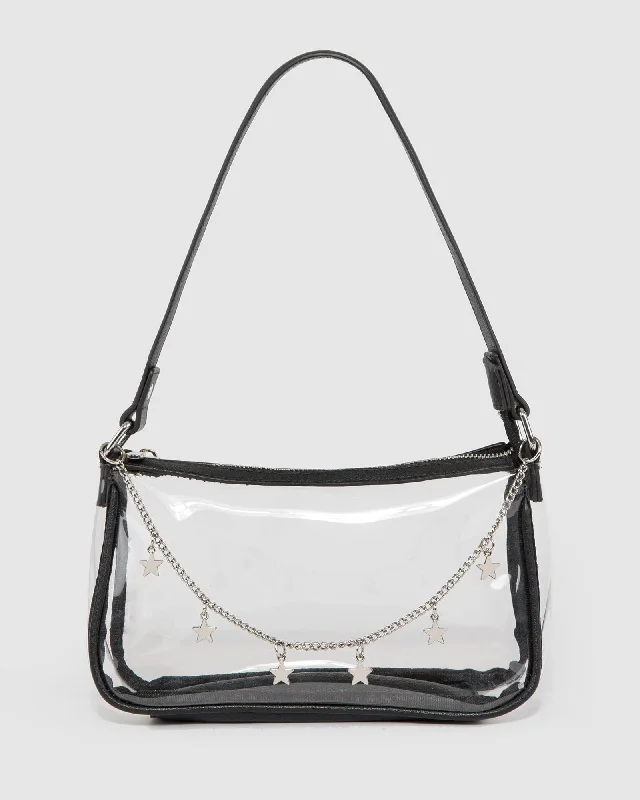 Discounted Designer Bags For Clearance Sale Black Carrie Star Clear Shoulder Bag