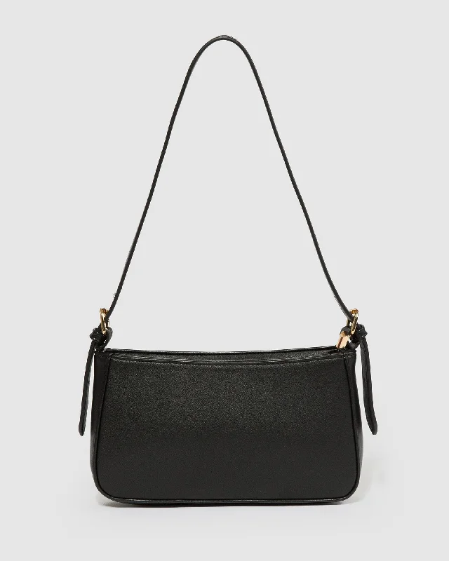 Luxury Seekers Black Frankie Buckle Strap Shoulder Bag