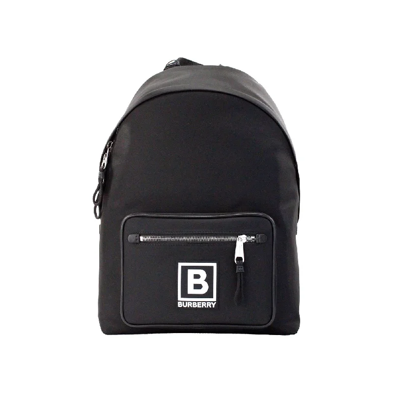 Luxury Seekers Burberry Abbeydale Branded Stamp Black Nylon Backpack Shoulder Bookbag