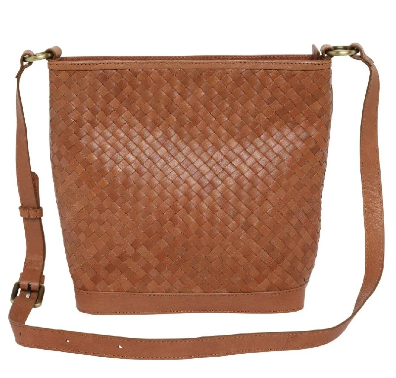 Everyday Bags For Work, School, Or Errands Cosgrove & Co. Weaved Leather Shoulder Bag | Natalie Tobacco