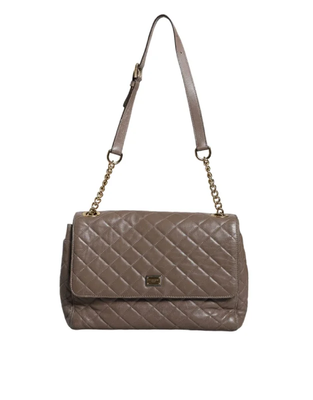 Scratch-Resistant And Luxury Sale Bags Dolce & Gabbana Brown Quilted Leather Shoulder Purse Satchel Bag