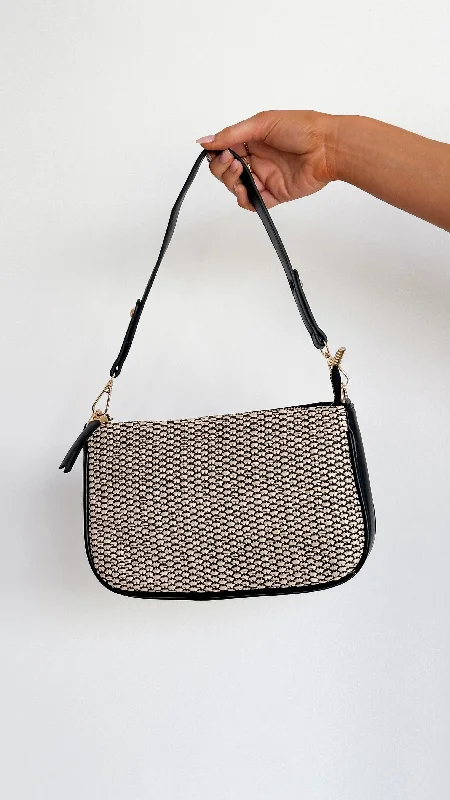 Flash Sale On Premium Bags Fifi Woven Slim Shoulder Bag - Black/Cream