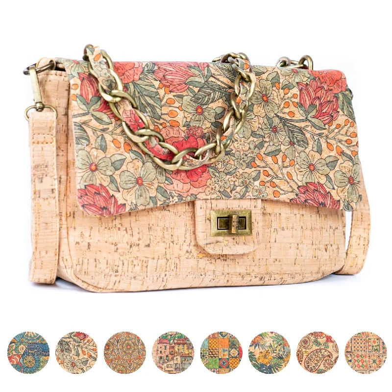 Seasonal Clearance Bags For Summer Women's Cork Shoulder Bag with Chain Accent and Button Closure BAGD-560