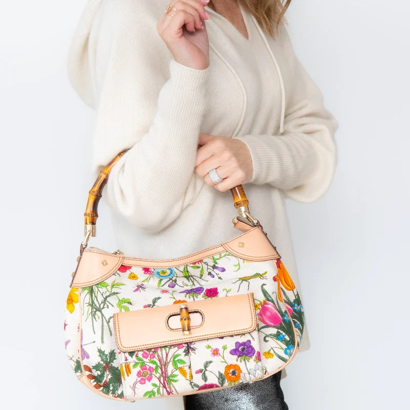 Versatile Bags That Suit Any Outfit Or Event Gucci Bamboo Handle Floral Canvas Shoulder Bag