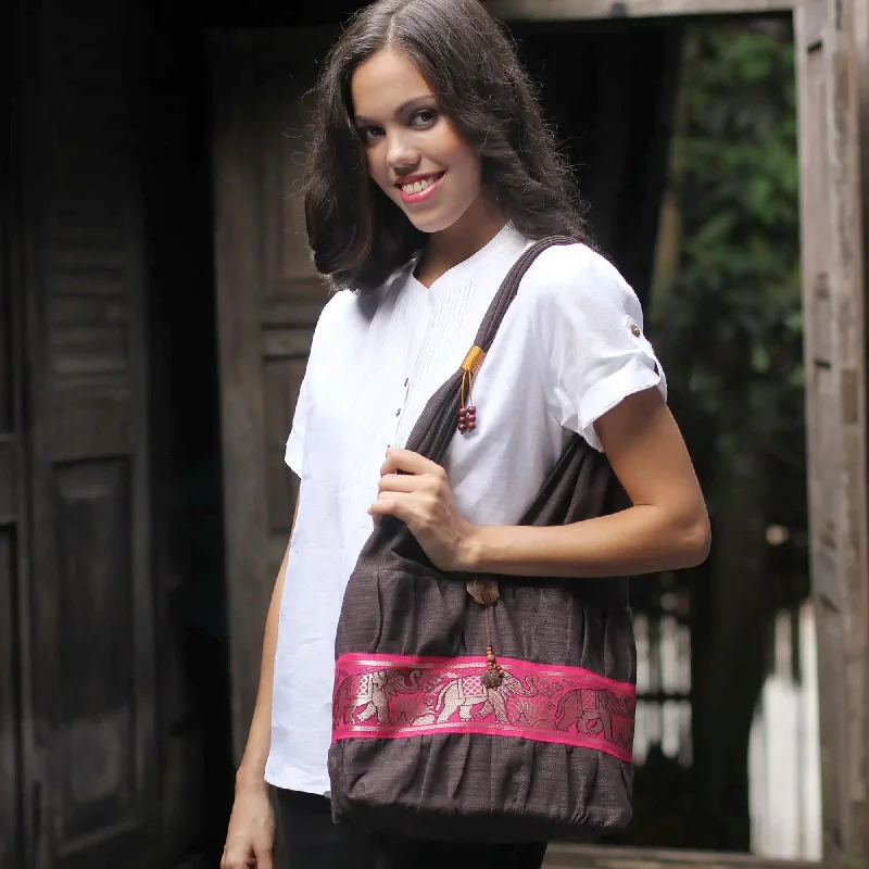 Urban Style Handmade Grey Cotton Shoulder Bag  - Scarlet Thai