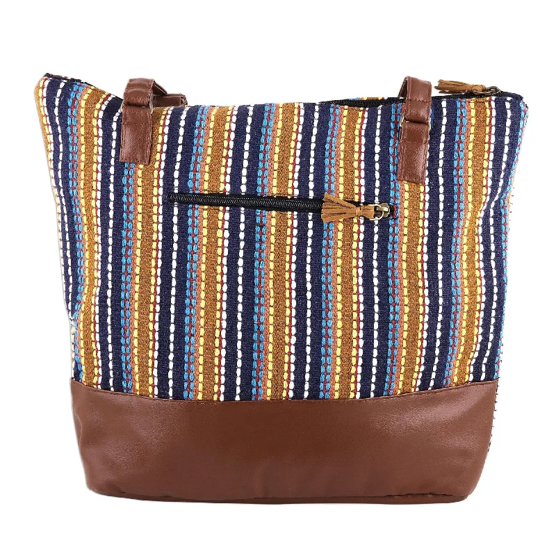 Inspired Bags For Modern Sophistication Handmade Multi-Colored Cotton Striped Shoulder Bag - Stylish Stripes