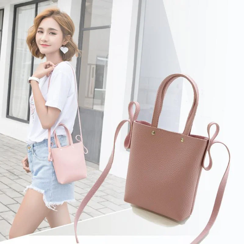 Wholesale Bags For Resellers INHO CHANCY Fashion Litchi Grain PU Leather Small Women Bucket Handbag Female Mobile Shoulder Messenger Bag Bolsa Feminina Sac