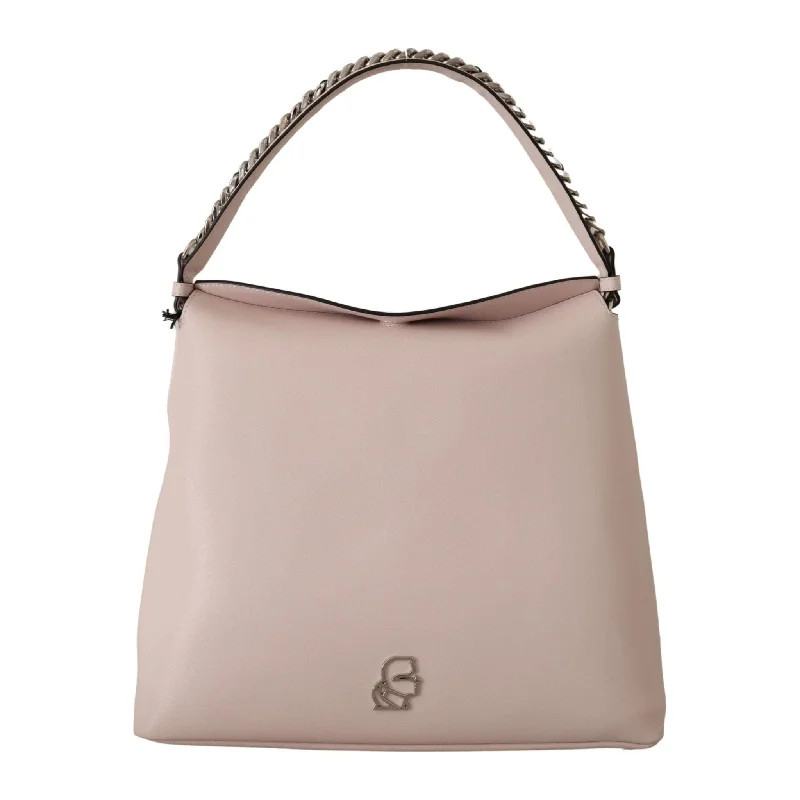 Lightweight And Affordable Bags Karl Lagerfeld Elegant Mauve Chalk Leather Shoulder Bag