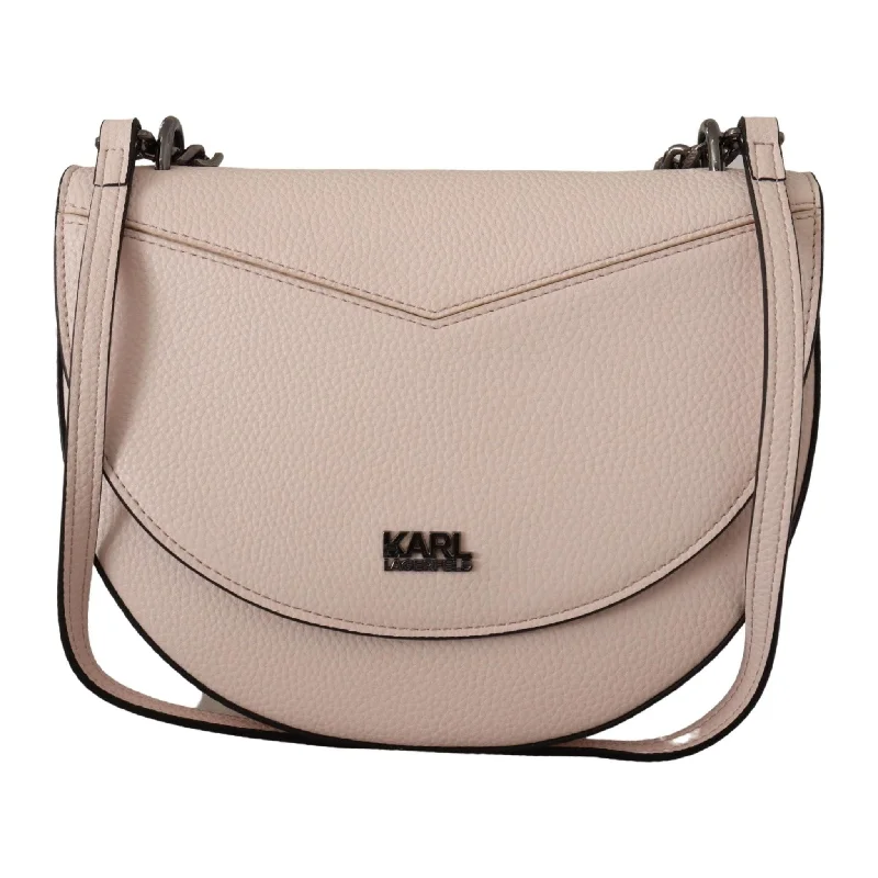 Elegant And On-Sale Evening Bags Karl Lagerfeld Elegant Mauve Light Pink Leather Shoulder Bag