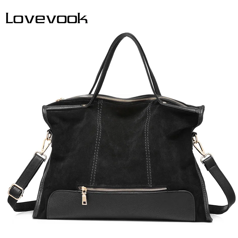 Scratch-Resistant And Luxury Sale Bags LOVEVOOK brand fashion female shoulder bag high quality patchwork split leather retro handbag ladies tote bag for office work