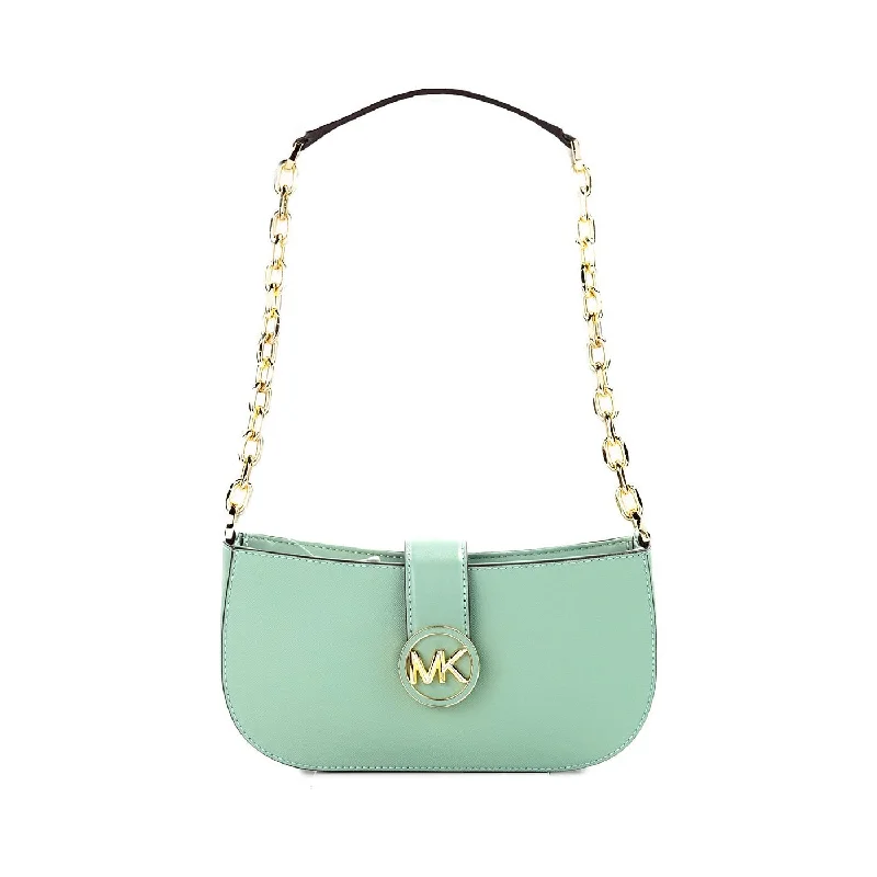 Office Professionals Michael Kors Carmen Small Sea Green Leather Pouchette Shoulder Crossbody Purse