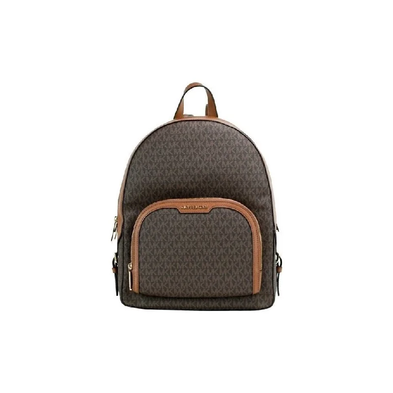 Urban Bags For City Life And Streetwear Fashion Michael Kors Jaycee Large Brown Signature PVC Shoulder Backpack Bookbag