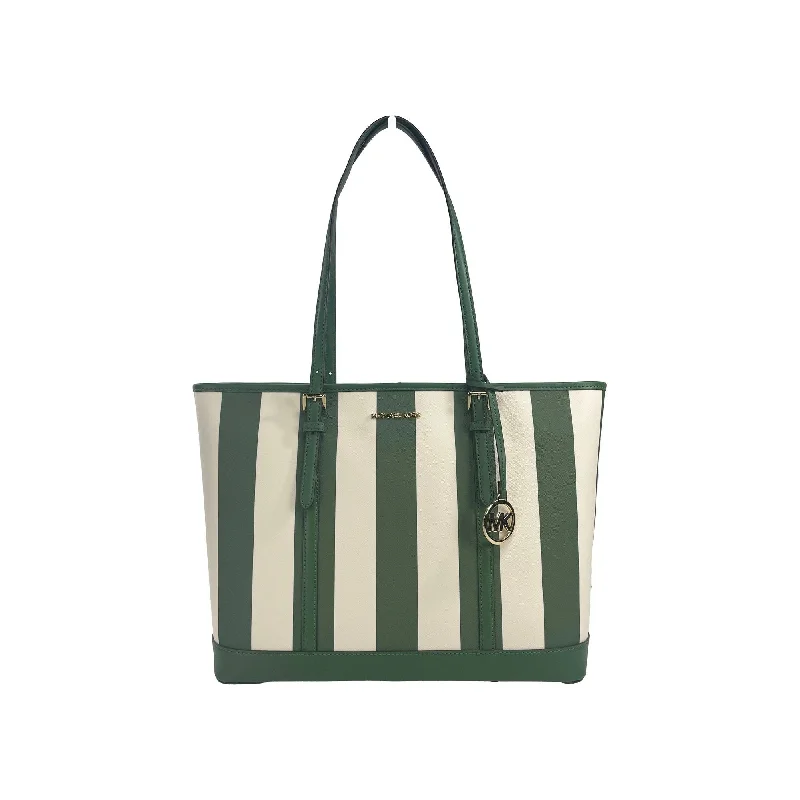 Romantic Valentine's Day Bags With Promotions Michael Kors Jet Set Travel Large TZ Shoulder PVC Tote Bag Purse Fern Green