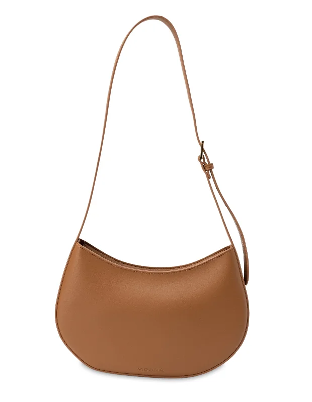 Bags For Playful And Chic Styles Mocha Eliana Leather Shoulder Bag- Tan