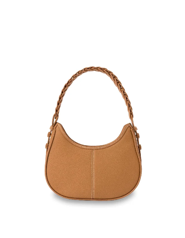 Bags For Sporty And Athletic Styles Mocha Lidia Leather Shoulder Bag- Tan