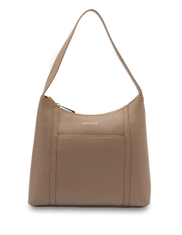 Lightweight Bags For Senior Travelers Mocha Stella Shoulder Bag- Almond