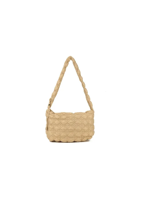 Clearance-Priced Bags FESTIVAL SOFT QUILTED BUCKET SHOULDER BAG WITH ADJUSTABLE DRAWSTRING IN BEIGE