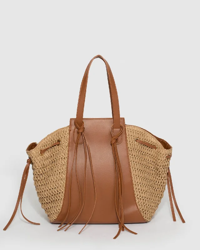 Luxury Seekers Natural Sofia Shoulder Tassel Bag