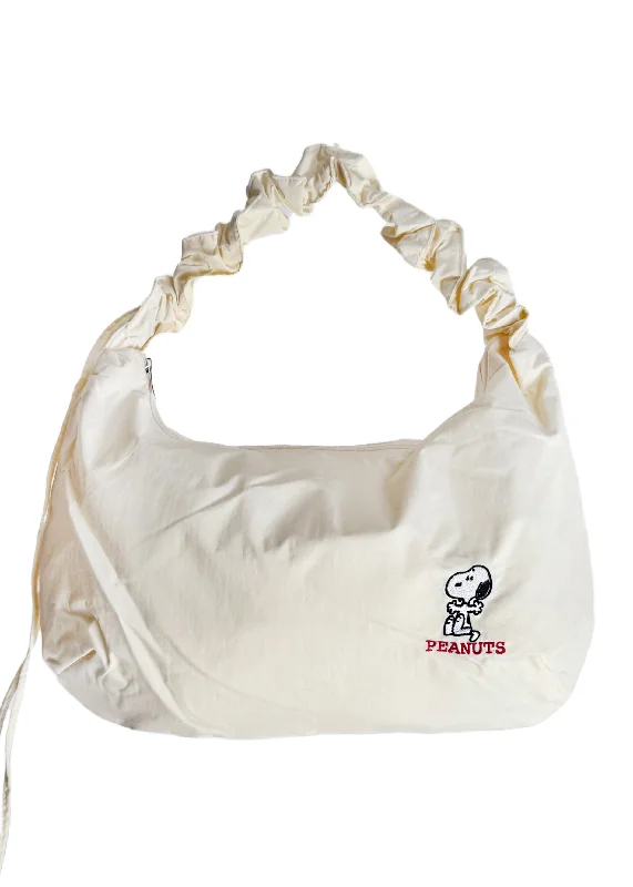 Eco-Friendly Bags With Promotions Peanuts Snoopy Medium Nylon Ivory Shoulder Bag