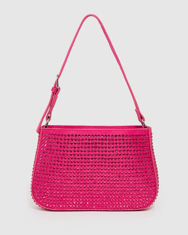 Luxury Bags For Working Professionals Pink Camila Crystal Shoulder Bag