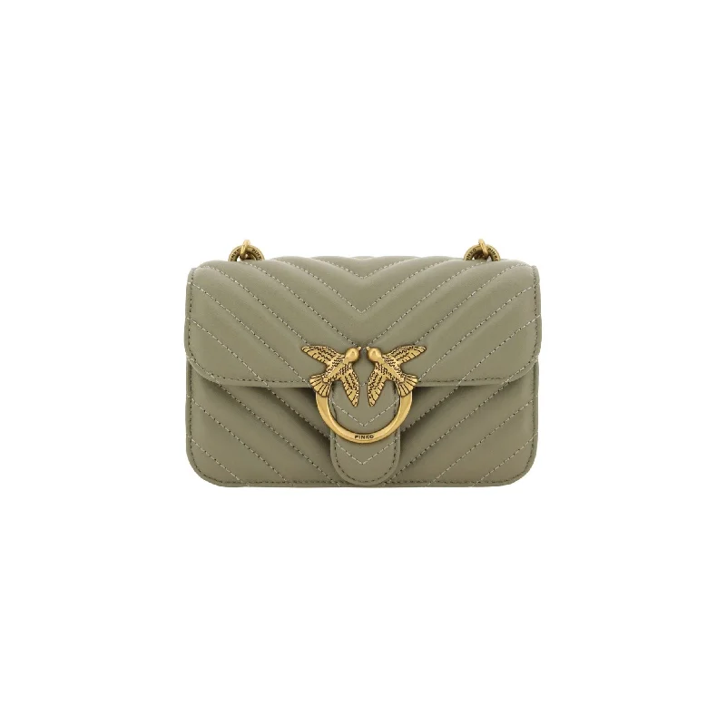 Black Friday Deals On Stylish Handbags PINKO Chic Mini Love Bell Shoulder Bag in Noce Green