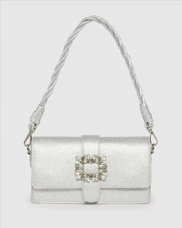 Evening Events Silver Francesca Crystal Shoulder Bag