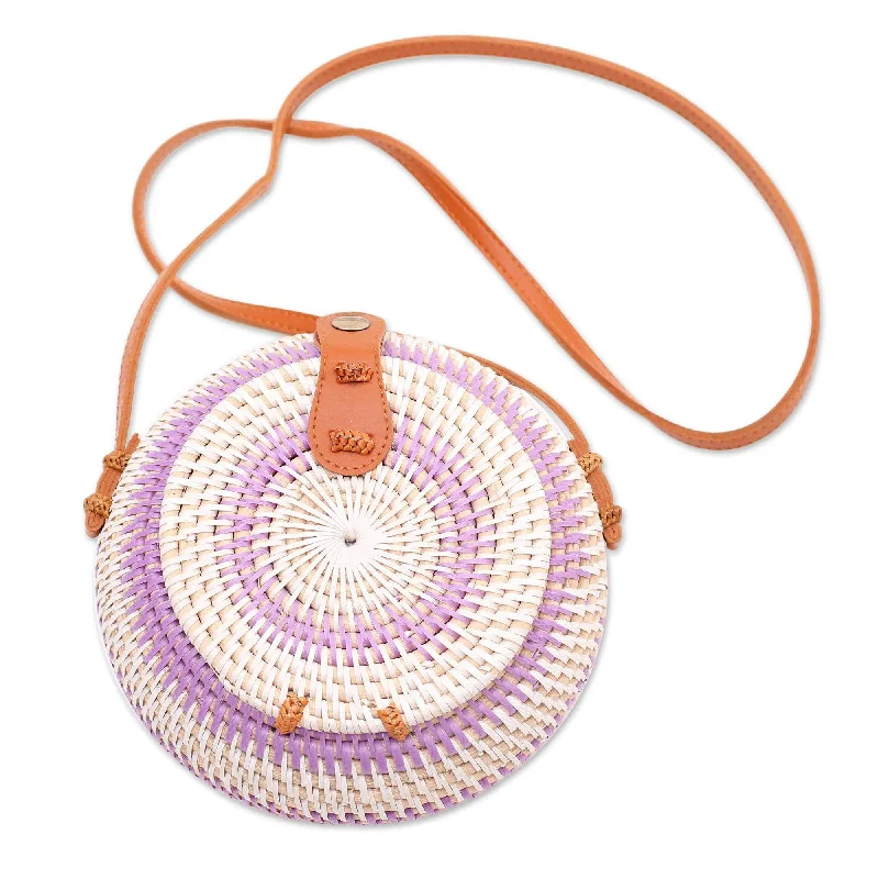 Cyber Monday Discounts On Bags Stylish Purple and White Round Woven Shoulder Bag - Purple Target