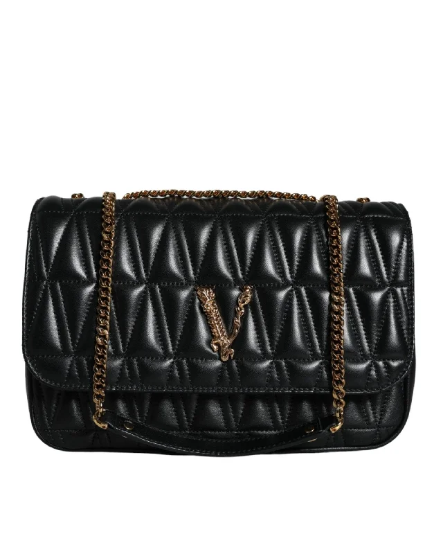 Luxury Seekers Versace Black Mini Nappa Leather Crossbody Shoulder Bag