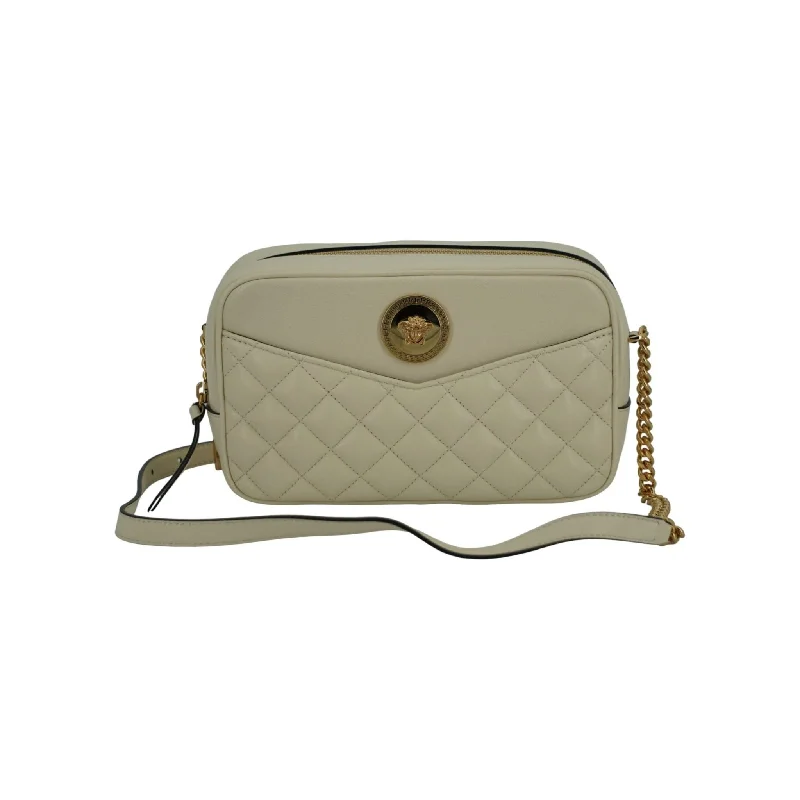 Bags For Playful And Chic Styles Versace Elegant White Leather Camera Shoulder Bag