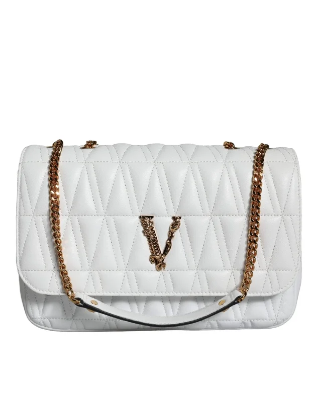 Stylish Yet Affordable Bags Versace White Mini Nappa Leather Crossbody Shoulder Bag