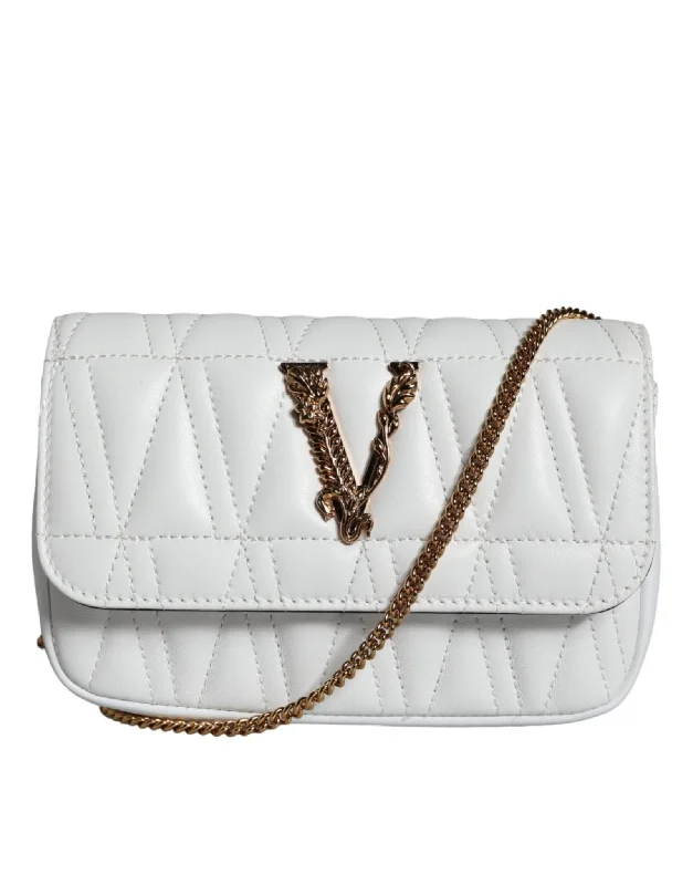 Affordable Bags For Budget Shoppers Versace White Quilted Nappa Leather Crossbody Shoulder Bag